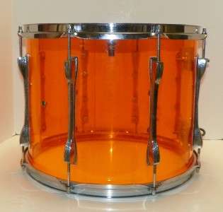 Ludwig Vistalite Amber 15 Marching Tom Rare Vintage Drum in Orange 