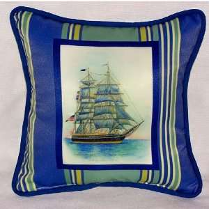  Betsy Drake SN555 Whaling Ship Small Outdoor Indoor Pillow 