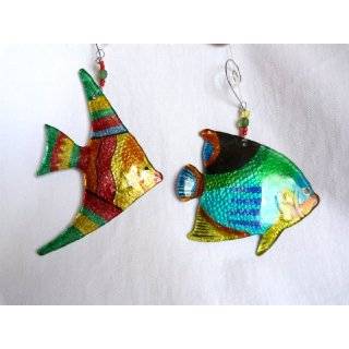 Set of 2 Colorful Tropical Fish Ornaments   Christmas Ornament   Beach 