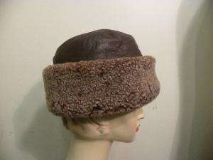 SEIFTER ASSOCIATES Brown Sheepskin/Leather Hat M  