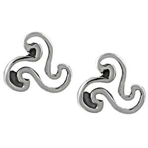    Sterling Silver Celtic Triskele Cut out Stud Earrings Jewelry