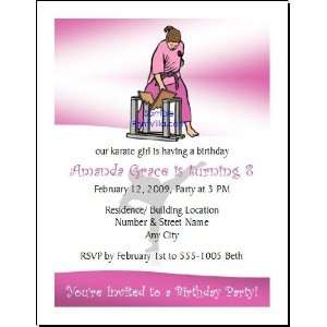  Karate Girl Birthday Party Invitation Toys & Games