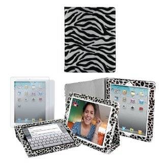 Apple iPad 2 Premium Animal Print Leatherette Stand Case (Silver Zebra 