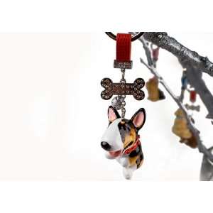  Bull Terrier Tricolour Handmade Keyring (5cm x 5cm)