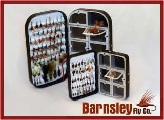 BARNSLEY   2 FLY BOXES + 100 FLY FISHING TROUT FLIES  