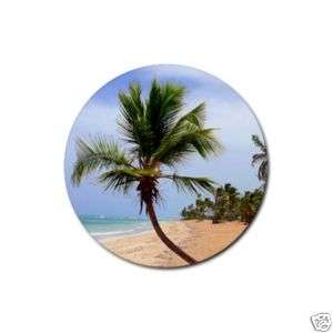 Tropical Island Palm Tree Round Rubber Coasters  