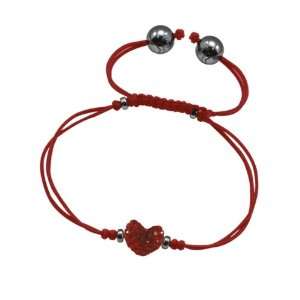  Tresor Paris Red Crystal Heart With Red Chord Bracelet 