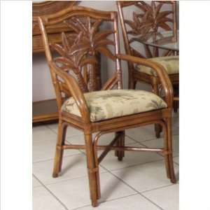  Cancun Palm Indoor Rattan Arm Chair in TC Antique Finish 