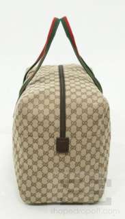 Gucci Tan Monogram Canvas & Web Trim Collapsible Carry on Duffle Bag 