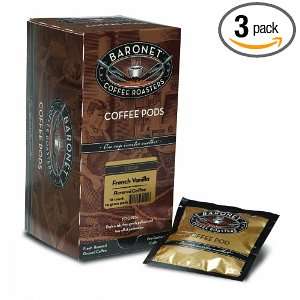 Baronet Coffee Decaf French Vanilla, 18 Count Coffee Pods (Pack of 3)
