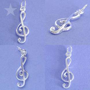 MUSIC NOTE TREBLE CLEF Sterling Silver Charm Pendant  