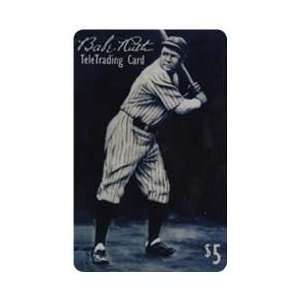   Card $5. Baseball Legend B&W Babe Ruth Ready To Swing Bat (New York