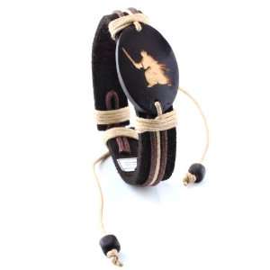  Trendy Celeb Genuine Leather Bracelet   Samurai (One Size 
