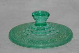 PADEN CITY GLASS ~ Teal w Etching ~ Candy Dish Lid  
