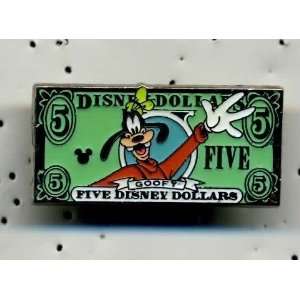  DISNEY CAST HIDDEN MICKEY GOOFY $5.00 DISNEY DOLLAR BILL 