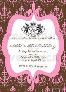 juicy Couture Digital Invitation * U Print printed availble  