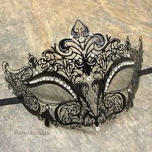 Fancy Black Laser Cut Metal Venetian Costume Party Masquerade Mask NEW 