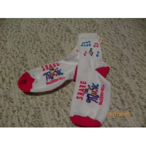    For Bare Feet Share the Music Socks, Size 9 11 