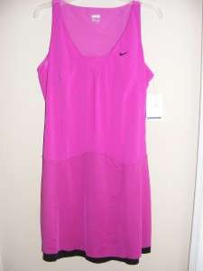 New $100 NIKE hot pink black tank tennis dress S 2 4 6  