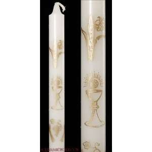    My First Communion Candle with Gold Chalice Design
