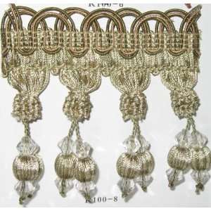  RUMBA COLLECTION   Beaded Tassel Trim   Green/Champagne 
