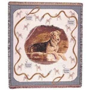  New   Airdale Terrier Dog By Pat Lehmkuhl Tapestry Throw 