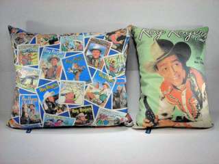 Two Throw Pillows by Dakotah Designs Roy Rogers w/Vintage Dell Comic 
