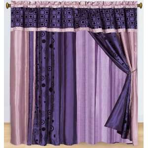  Circle and Dots Purple Curtain Set