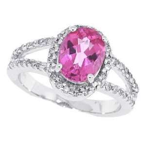  1.49ct Oval Pink Topaz and Diamond Gemstone Ring in 10Kt 