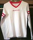 36 New AMERICAN GIRL White V Neck EMBROIDERED w.LOGO Lg Sl TOP Cotton 