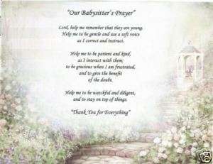 BABYSITTER Prayer Poem DayCare Child Personalized Name  