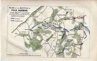 Cold Harbor Virginia 1866 Civil War Battle Map H/Color  