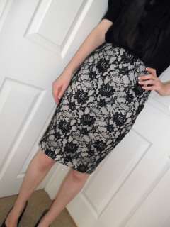New Topshop Black Floral Lace Bodycon Pencil Skirt Size 8 10 12 14 