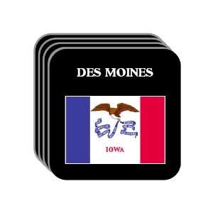 US State Flag   DES MOINES, Iowa (IA) Set of 4 Mini Mousepad Coasters