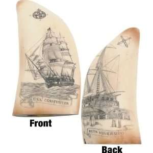  Scrimshaw Artwork Knives 13 Whales Tooth USS Constitution 