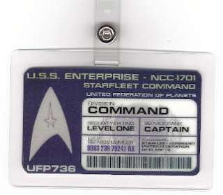 Star Trek ID Badge Starfleet Command Command Captain  
