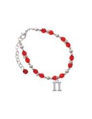 Greek Letter Pi Red Czech Glass Beaded Charm Bracelet [Jewelry]
