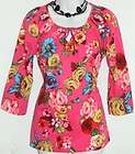 jason maxwell FLORAL CAREER knit SNOCKED NECK top NWT M