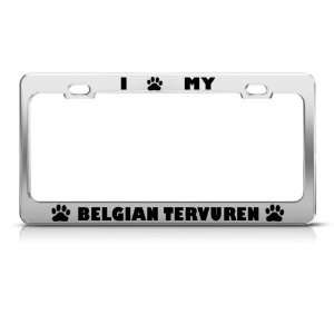 Belgian Tervuren Dog Dogs Chrome license plate frame Stainless Metal 