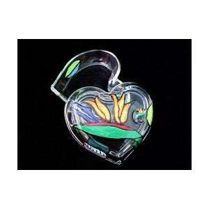 Bellissimo HH 2003 Hand Painted Bird of Paradise Design 4.5 Inch Heart 