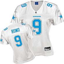 NEW Reebok TONY ROMO Dallas Cowboys Womens Fashion Jersey White Blue 