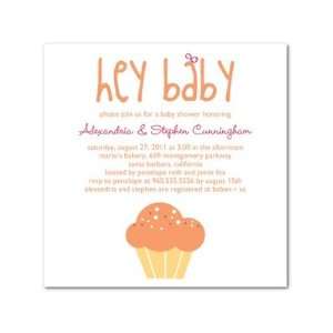   Shower Invitations   Hey Cupcake Tangerine By Louella Press Baby