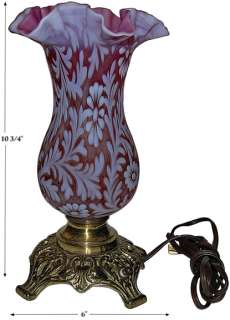 Fenton / Wright Daisy & Fern Cranberry Satin Opal Lamp  