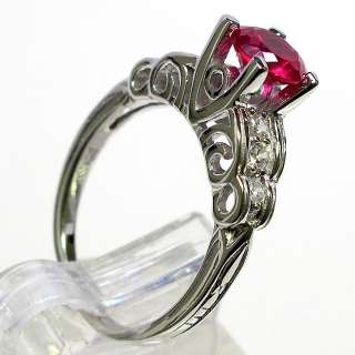 BEAUTIFUL 1CT RUBY 925 STERLING SILVER FILIGREE RING SIZE 8  
