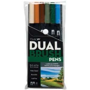  Tombow Dual Brush Pen Set, 6 Pack, Landscape Office 