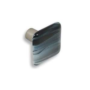 334 CKP Brand Black Swirl Art Glass Knob With Dull Brushed Nickel 