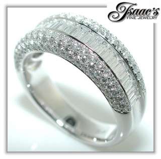 CT BAGUETTE And Round Diamond Wedding Band Ring 14K  