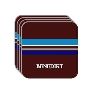 Personal Name Gift   BENEDIKT Set of 4 Mini Mousepad Coasters (blue 