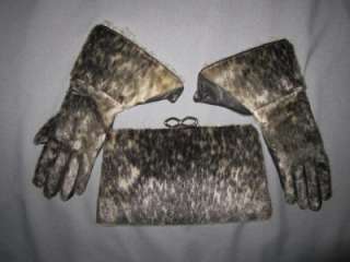   Fur Purse with Matching large cuff Gloves, Leather Fab Fashion  