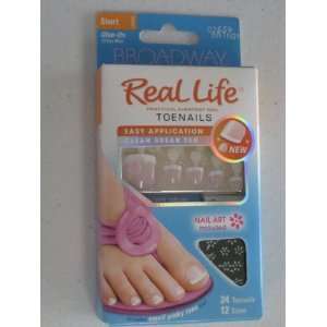 Broadway Real Life Toenails. Pink French Manicure Nails with Nail Art 